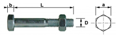 Boulon tête hexagonale - Classe 6.8 - Zingué - 12 x 50 mm - Par 50