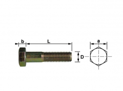 Vis - Tête hexagonale - Classe 10.9 - Brute - 12 x 30 mm - DIN 933 - Par 100