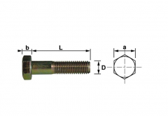 Vis - Tête hexagonale - Classe 10. 9 - Brute - 24 x 80 mm - Par 5