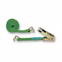 Sangle polyester avec tendeur à cliquet et 2 crochets ouverts  - Longueur 9 m -  Largeur 50 mm - Vert