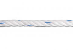 Corde polypropylène torsadée - 1915 Kg - Ø 10 mm - Blanc-Bleu - Vente au mètre linéaire