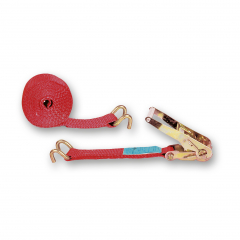 Sangle polyester avec tendeur à cliquet et 2 crochets ouverts  - Longueur 15 m -  Largeur 50 mm - Rouge