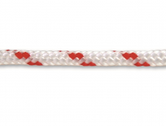 Corde polypropylène tressée - Ø 6 mm - Blanc-Rouge - Vente au mètre linéaire