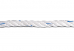 Corde polypropylène torsadée - 3 900 Kg - Ø 16 mm - Blanc-Bleu - Vente au mètre linéaire