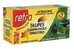 RETRO Répulsif TAUPES - Campagnols terrestres Jardins accidentés Energie solaire - SOJAM