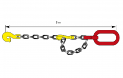 Elingue chaîne 1 brin coulissant avec maille et anneau - Ø 8 mm - Longueur 3 m