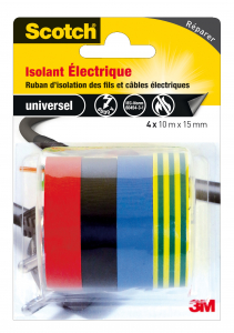 Ruban isolant électrique Scotch - 3M - 4 x 10 m x 15 mm