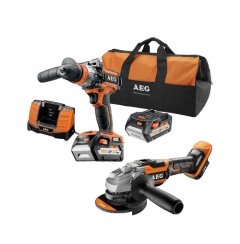 Pack Brushless JP18A2LI-502B - AEG - Perceuse/visseuse + Meuleuse + 2 Batteries + Chargeur + Sac