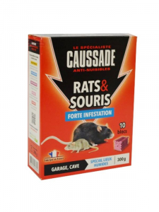 Rats et souris forte infestation - Caussade - blocs - 300 gr - x10 