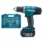 Perceuse visseuse 13 mm 18V Li-Ion aveccoffret de 74 accessoires - Makita