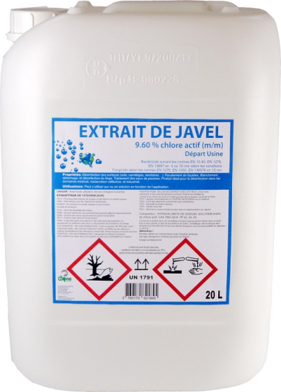 eau de javel à 9,6 % désinfection